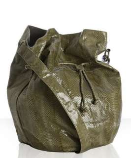 Beirn olivine snakeskin Trish drawstring crossbody bag