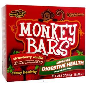Monkey Brains   Prebiotic Granola Bar Strawberry Vanilla   6 oz.