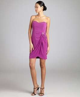 Laundry by Shelli Segal sugar plum jersey beaded ring strapless dress
