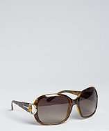 Gucci brown tortoiseshell havana horsebit detail oversize sunglasses 