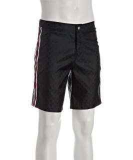 Gucci black tonal logo print signature stripe board shorts   