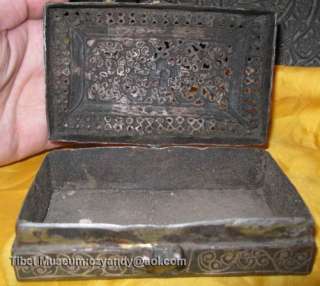   Amazing Old Antique Tibetan Noble Silvered Iron Jewel Box @  