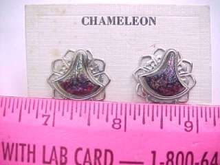 Vintage Estate Jewelry CHAMELEON Fabulous Multi Color Clip On Earrings 