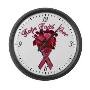  Clock Cancer Pink Ribbon Survivor Hope Faith Love 