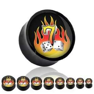   Flare Plug with Inlaid Flaming 7 Picture Insert   1 (25mm)   Sold