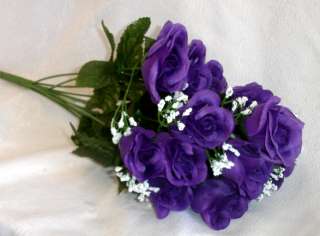 84 Long Stem Roses ~ DARK PURPLE Silk Wedding Flowers Centerpieces 