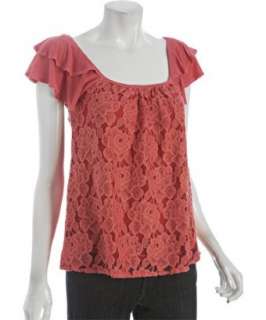 Rebecca Beeson aurora pink rose lace flutter sleeve top   up 
