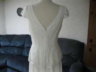 NWT KM Collections Lacey Cocktail Dress ~ Ivory Lace & Chiffon 