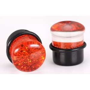   GLITTER TOP HAT Acrylic Plug with Black Oring     Price Per 1  8mm~0g