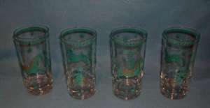 Vintage Glass Arabian Horse Highball Glasses (4)  