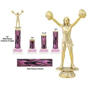   Trophies PINK FLAME COLUMN/LILAC BRASS PLATE 13 Custom Cheer TROPHY