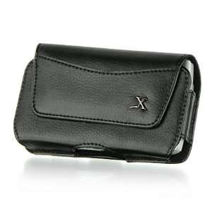  Horizontal Genuine Leather black pouch Case With holster 