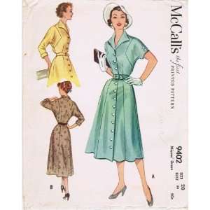  McCalls 9402 Vintage Sewing Pattern Womens Front Button 