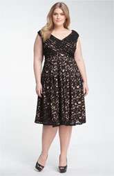 Adrianna Papell Surplice Lace Overlay Dress (Plus) $208.00