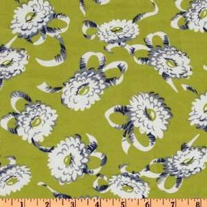  44 Wide Jolie Fleur Shirting Floral White/Green Fabric 