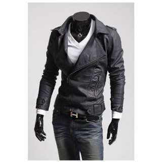 New Mens Stylish Slim Fit Pu Leather Jackets Coats 2 Colours US Size 