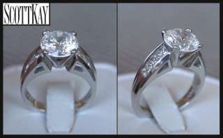 SCOTT KAY CHANNEL SET PRINCESS CUT DIAMOND ENGAGEMENT RING (PLATINUM)