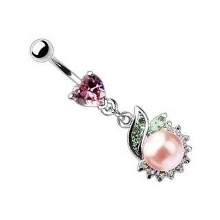 Body Accentz™ Belly Button Ring Navel Heart Pearl Body Jewelry 