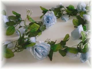  LIGHT BLUE Rose Garland Arch Gazebo Silk Wedding Flowers Pew Chair 