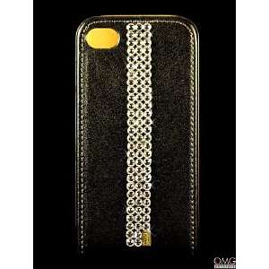  Bling, Crystal, iPhone 4 & 4S Flip Genuine Real Leather Case 