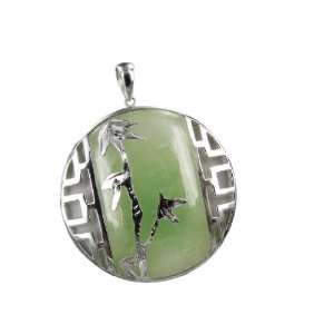 Light Green Jade and White Mother of Pearl Bamboo Silhouette Screen 