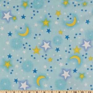  43 Wide Moon & Stars Flannel Light Blue Fabric By The 