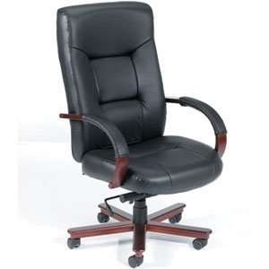  Boss   Boss Executive Leather Black Chair With Mahogany 