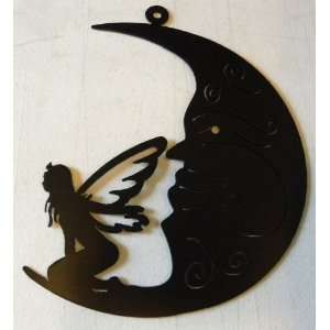  Fairy and Crescent Moon Metal Wall Art Home Decor