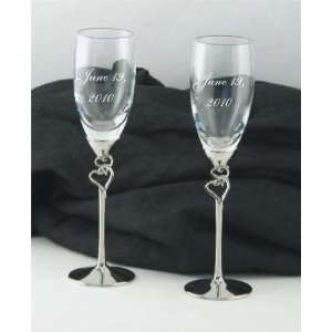 Champagne Flute Toasting Glasses with Double Heart Stems June 19, 2010