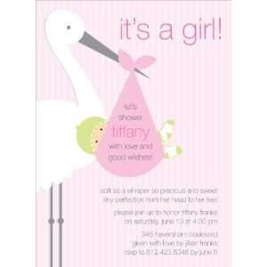  Stork Pink Baby Shower Invitations