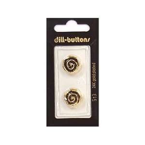   Dill Buttons 15mm Shank Enamel Black/Gold 2 pc (6 Pack)