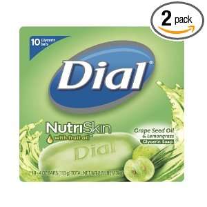 Dial Grapeseed Oil and Lemongrass Glycerin Soap Bar, 10 Count (Pack of 