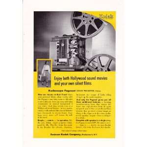 1954 Ad Kodak Kodascope Pageant Sound Projector Original Vintage Print 