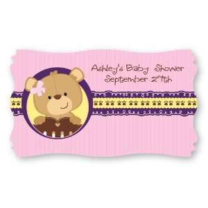  Baby Girl Teddy Bear   Set of 8 Personalized Baby Shower Name 