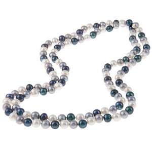    Dark Multicolor Freshwater Pearl 48 inch Necklace (9 10mm) Jewelry