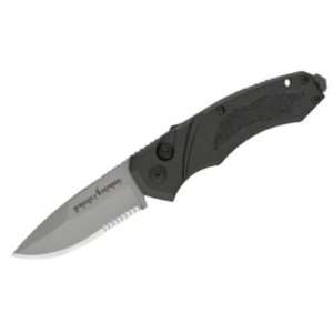   Knives 70S Part Serrated Drop Point Extreme Survival Button Lock Knife