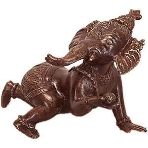  Crawling Baby Ganesh Bronze Statue Sculpture