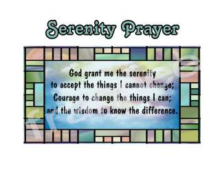 SERENITY PRAYER STAINED GLASS INSPIRATIONAL EDIBLE CAKE IMAGE  