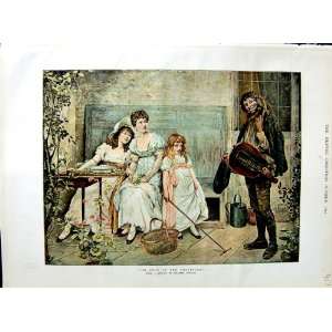  1892 Downing Colour Print France Family Music Man