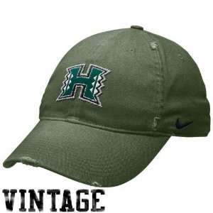   Hawaii Warriors Green Busted Swoosh Flex Fit Hat