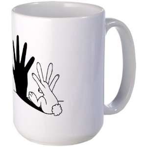 Rabbit Hand Shadow Funny Large Mug by   Kitchen 