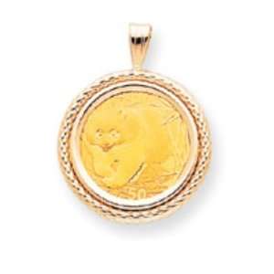  14k Gold 1/10 oz Mounted Panda Coin in Screw Top Coin 