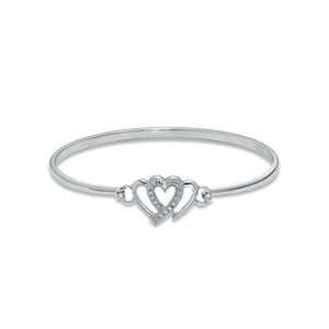   Triple Heart Bangle in Sterling Silver SS/DIAMOND BRACELETS Jewelry