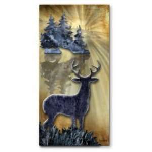  Buck By the Lake Contemporary Landscape Metal Wall Art 