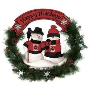  BSS   Calgary Flames NHL Snowman Christmas Wreath (20 