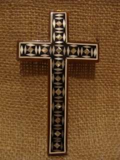 Egyptian Mosaic Cross crucifix Mother of Pearl  