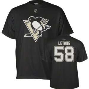 Kris Letang Black Reebok Name and Number Pittsburgh Penguins T Shirt 