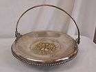   PLATED round TRAY/BOWL W/HANDLE + MAJOR DESIGN IN MIDDLE/ ROSES