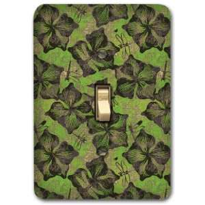  Green Leaf Floral Pattern Metal Light Switch Plate Cover 