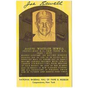    Joe Sewell Autographed Hall of Fame Plaque Postcard